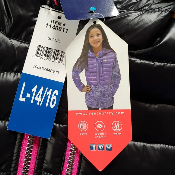 Free Country Black Hybrid Hooded Jacket Size Girl's Large 14/16 NEW with TAGS - Picture 12 of 14